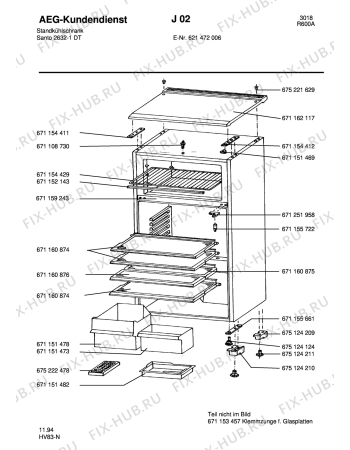 Взрыв-схема холодильника Aeg S2632-1 DT - Схема узла Housing 001